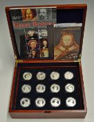 2006 Great Britons Silver Proof Crown Coin Collection consisting of 12 sterling silver coins, number