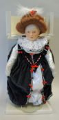 Franklin Heirloom Dolls Porcelain hand painted dolls, includes Queen Elizabeth and The Rose