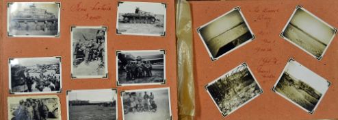 Interesting WWII 1940-43 leather desert war photograph album belonging to S W H Moore - Special