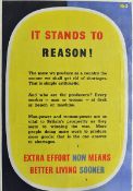 Poster His Majesty's Government 'It Stands To Reason' No.3 an original WW2 poster for Central Office