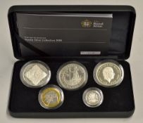 2008 Family Silver Coin Collection consists of 2x £5, £2 (Crown Size), £2 Olympic Centenary and £1