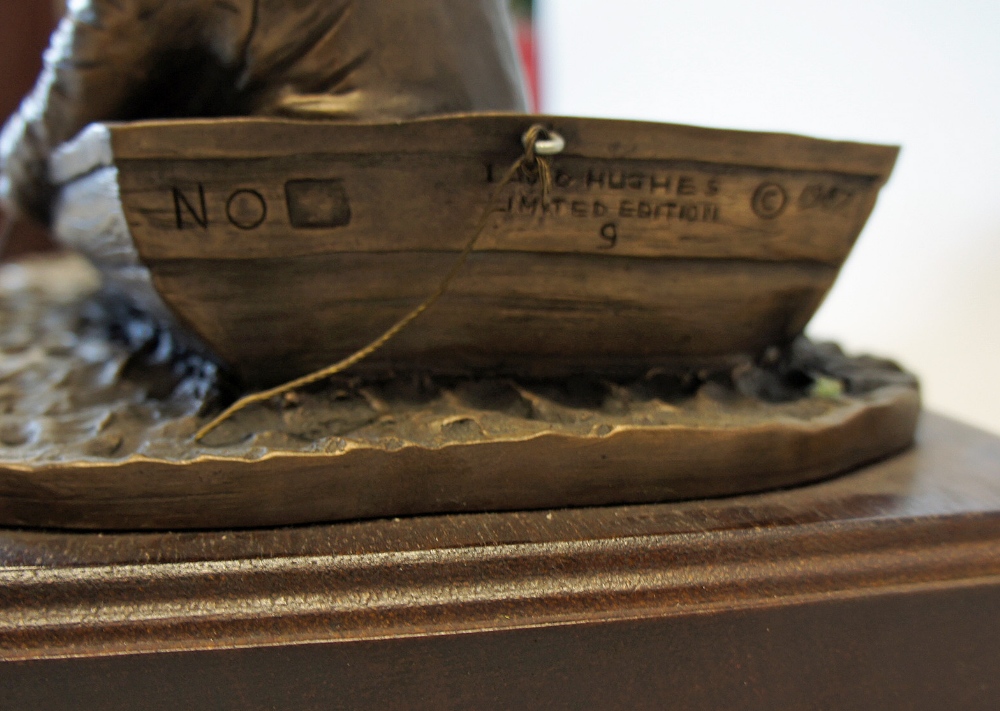 Angling Bronze Sir David Hughes Ltd Edition bronze sculpture (not resin) of two anglers in boat, - Image 4 of 4