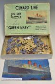 c.1930s Chad Valley Cunard Line 'Queen Mary' Jigsaw Puzzle complete with original box, some stains