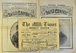 Early 20th Century Newspapers to include 1900 The Times Weekly date 25 May contents include Relief