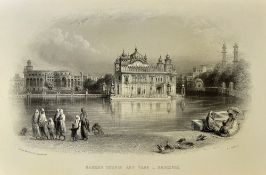 India - Punjab Early steel engraving Sacred Temple at Amritsar intricate steel engraving of the