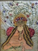 India and Punjab - Guru Nanak Textile a late 19th century textile embroidery on silk, depicting
