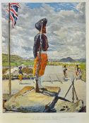 India - Military colour engraving Sikh sentry at fort Johnston 1900s a colour engraving of A Sikh at