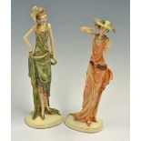 Pair of Art Deco Styled Figurines marked to the bottom 'Millie' and 'Phoebe', two elegant standing