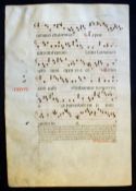 Antiphona c.1400-1480 Large Impressive Sheet of Choral Music with finely detailed Initial Letters.