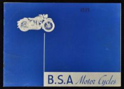 Automotive 1939 B.S.A. Motor Cycles Sales Catalogue a very fine 24 sales catalogue illustrating