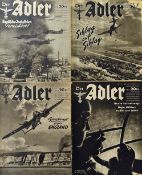 WWII 'Der Adler' Magazines 10x issues of the German Air Force Magazine 'The Eagle', mainly