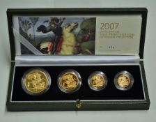 2007 UK Gold Proof Four-Coin Sovereign Collection includes Five Pounds, Double Sovereign,