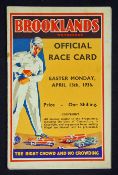 Automotive Brooklands 1936 Official Race Card Easter Monday April 13th 1936. A detailed and