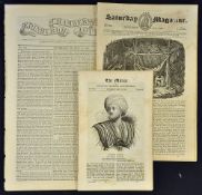 Mid - 19th Century Newspaper Selection to include 1832 The Saturday Magazine 24 Nov, 1834