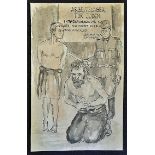 Concentration Camp Artwork entitled 'Arbeitslager Fur Juden' labour camp for Jews, a sketch of the