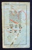 Passport of a Jewish Merchant in occupied Lithuania 1917 stamped, dated stamped, with photograph and