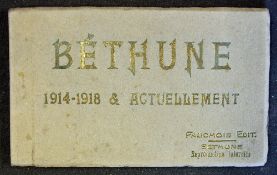 Interesting 1914-1918 'Béthune' Postcard album containing post cards of the French Town, all