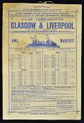 Maritime 1888 Steam Communication Glasgow & Liverpool Hanging Card Advertisement an illustration