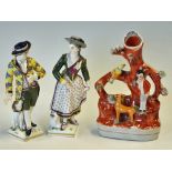 2x Porcelain Regency Style Figurines of man and woman with dog and lamb, measuring16cm approx. t/w