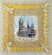 WWI Silk 'Les Halles d'Ypres' Ypres Town/Cloth Hall, First World War silk panel of building in