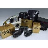 Nikon Camera and Lens Selection to include Nikon F301 CF-35 body with leather case and box (poor),