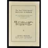 Automotive 1935 The New 'S.S.80 Special' Brough Superior Brochure 4 pages stating their new