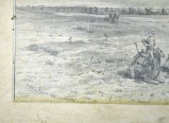 1885 Melton Prior (1845-1910) Pencil Drawing depicting North Africa scene with camels in the