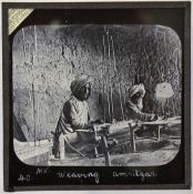 India - Punjab - Early Magic Lantern slide showing Sikh weavers at Amritsar a rare image of Sikh
