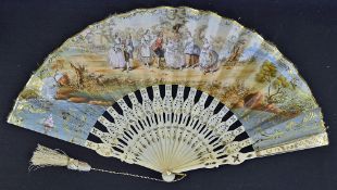 Early 19th Century European Folding Fan a beautiful early Folding fan with pierced shaped and