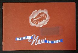 Automotive Daimler New Fifteen Luxury Catalogue 1938 Illustrating in beautiful multi-coloured