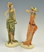 Pair of Art Deco Styled Figurines marked to the bottom 'Millie' and 'Phoebe', two elegant standing