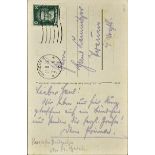 Joseph Goebbels Signed Postcard date 11/08/28, inscribed in pencil, 'We met here and send the best