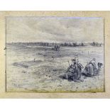 1885 Melton Prior (1845-1910) Pencil Drawing depicting North Africa scene with camels in the