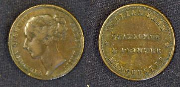 William Shaw Printer & Stationer Copper Token Manchester Circa 1840s - 50s. ¼d Copper Token.