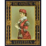 Fashion Show Card ‘The Costume Velveteen’ c.1880-90s. Model beautifully dress in height of period