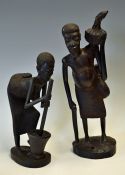African Wood Tribal Figures includes 2x large figures of man and woman, interesting figures, man