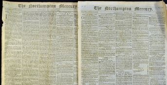 1794 The Northampton Mercury Newspapers dated 13 Sept and 18 Oct content includes Trial of Robert