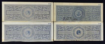 British Indian Official Payment Receipts printed by Thos De La Rue and Co London, 'Two and Eight