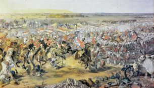 India - Anglo Sikh wars 'The Battle Of Aliwal' watercolour painting a stunning watercolour depicting