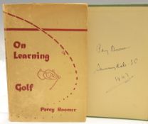 Boomer, Percy signed-"On Learning Golf" reprinted 1946 published by John Lane The Bodily Head London