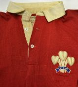 1938 Wales Secondary Schools Rugby Shirt - with embroidered Prince of Wales feathers and with