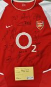 2002/04 Arsenal Signed football shirt extensively signed by Wenger, Toure, Henry, Keown, Viera,