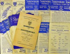 Collection of Shrewsbury Town home football programmes from 1952 onwards to early 1960's, and to