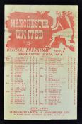 1945/46 Manchester United v Bradford Park Avenue football programme single sheet programme dated