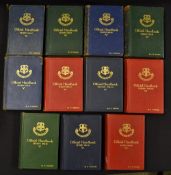 11x leather bound Yorkshire Rugby Football Union Official Handbooks from 1946/47 to 1962/63