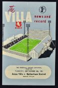 1961 Football League Cup Final Aston Villa v Rotherham United football programme date 5th September,