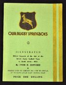 Scarce 1938 British Lions Rugby tour to South Africa illustrated book: Souvenir of Visit of