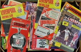 Selection of Liverpool home football programmes from 1960s onwards predominantly 1970s with some