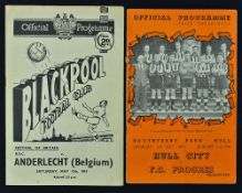 1951 Festival of Britain football programmes to include Blackpool v Anderlecht (Belgium) and Hull