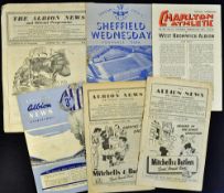 Selection of West Bromwich Albion home football programmes to include 1946/47 Bradford Park